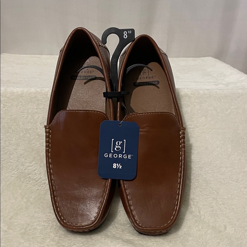 NEW 🆕 George Men's Tan Leather Like Loafers